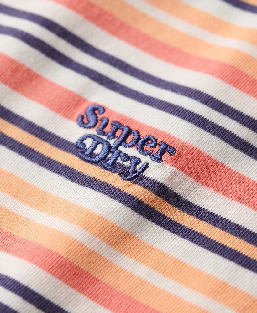 essential logo getailleerd t-shirt met strepen in sunset coral stripe