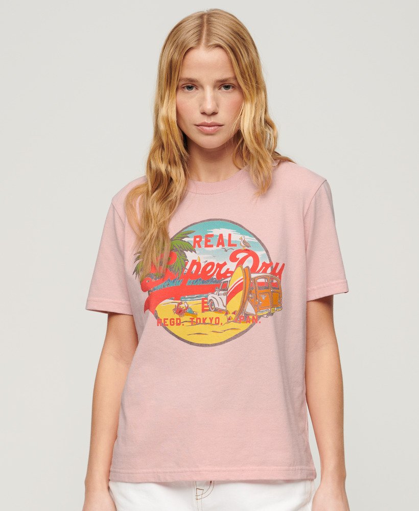 la graphic relaxed tee in somon pink marl
