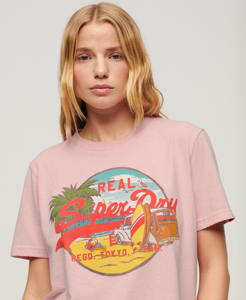 la graphic relaxed tee in somon pink marl
