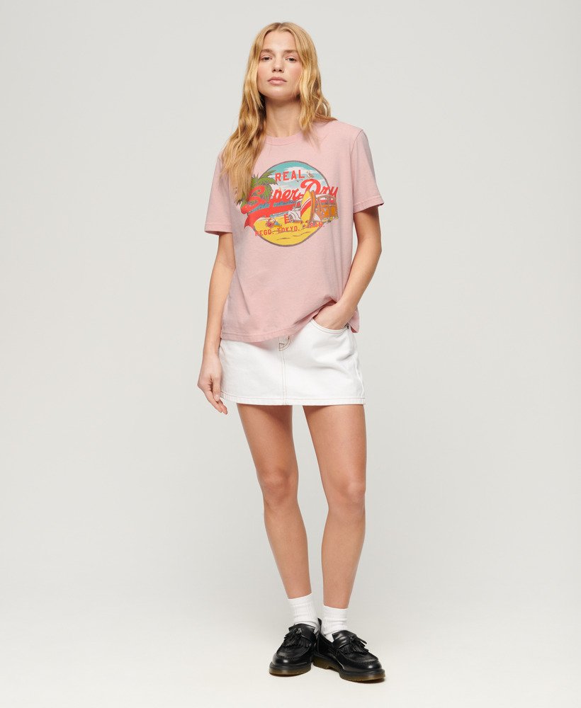 la graphic relaxed tee in somon pink marl