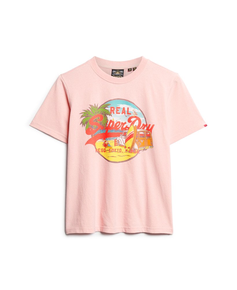 la graphic relaxed tee in somon pink marl