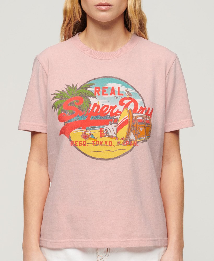 la graphic relaxed tee in somon pink marl