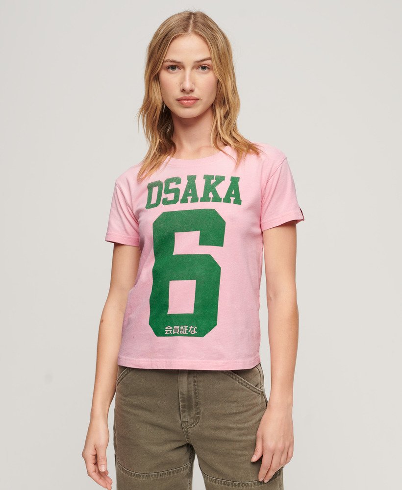 osaka 6 kiss print t-shirt uit de jaren 90 in romantisch roze