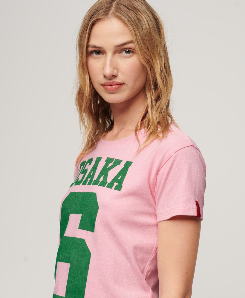 osaka 6 kiss print t-shirt uit de jaren 90 in romantisch roze