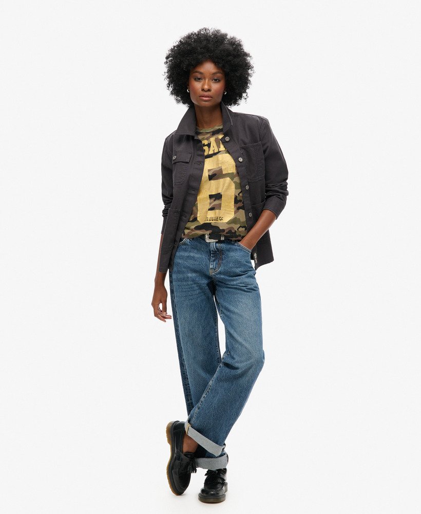 osaka 6 camo 90s t-shirt in mosgroen kaki