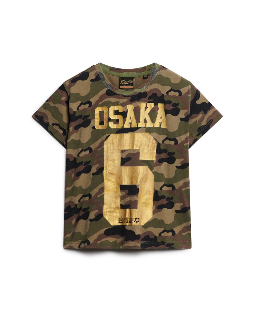 osaka 6 camo 90s t-shirt in mosgroen kaki