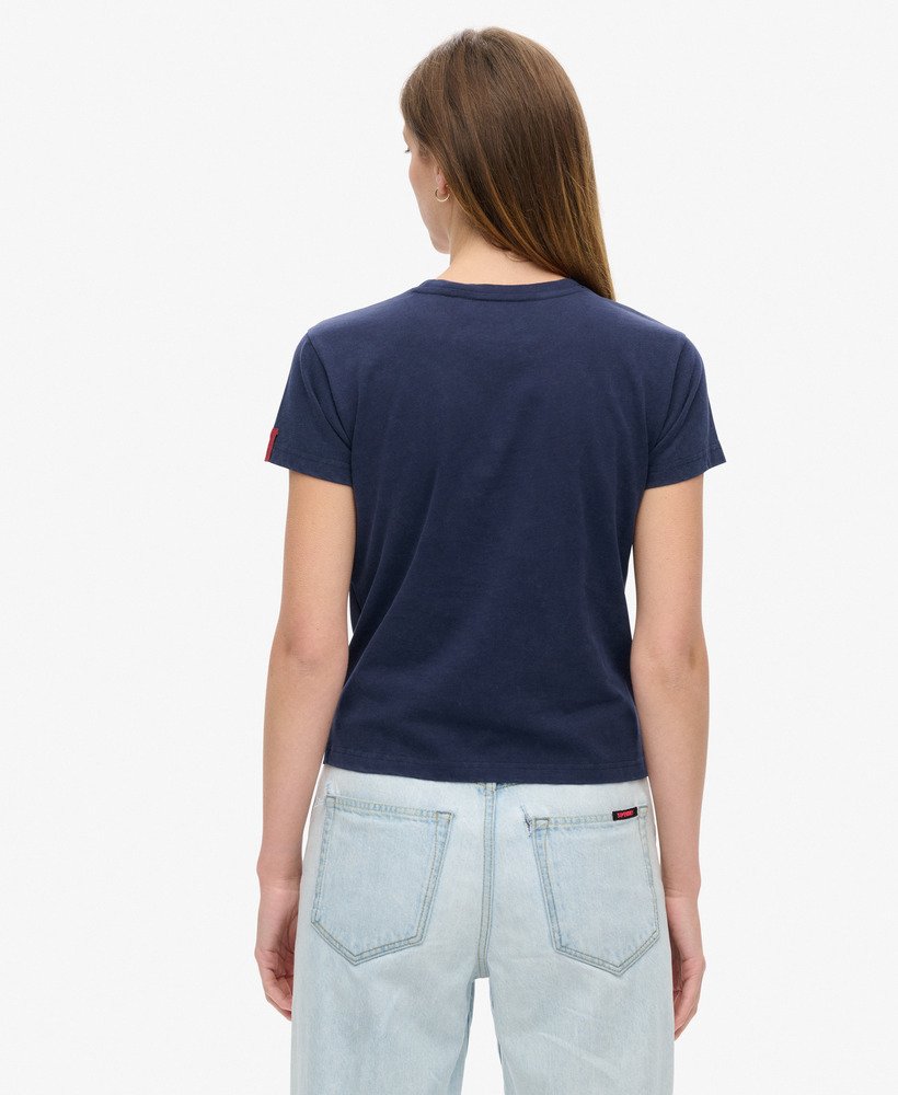 osaka 6 t-shirt met puffprint in diepblauw