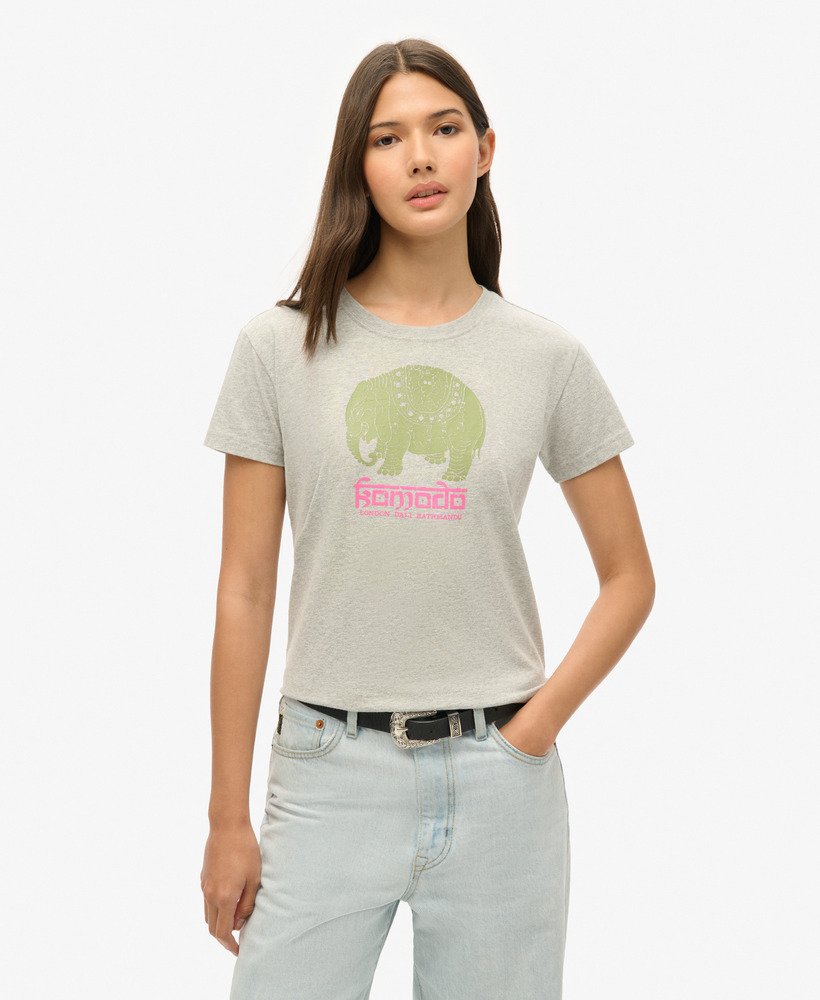 superdry x komodo hathi t-shirt in pumice stone beige marl