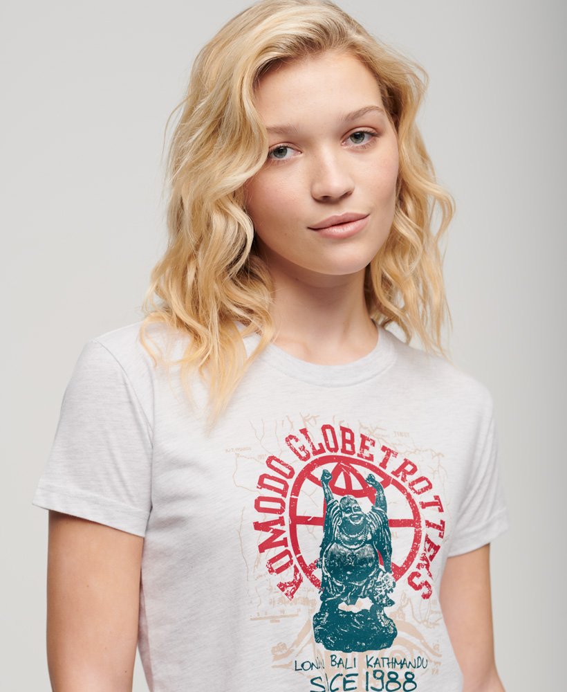 superdry x komodo globetrotter aansluitend t-shirt in ice marl