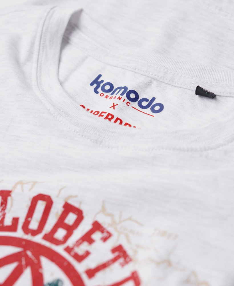 superdry x komodo globetrotter aansluitend t-shirt in ice marl