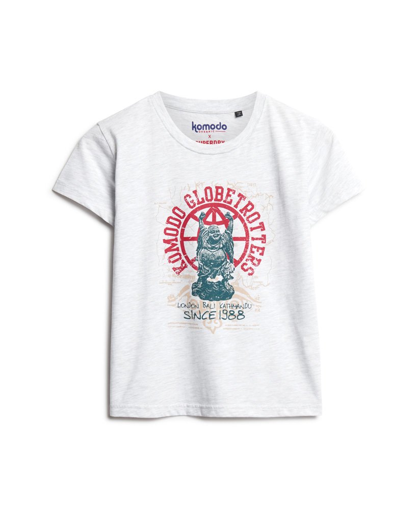 superdry x komodo globetrotter aansluitend t-shirt in ice marl