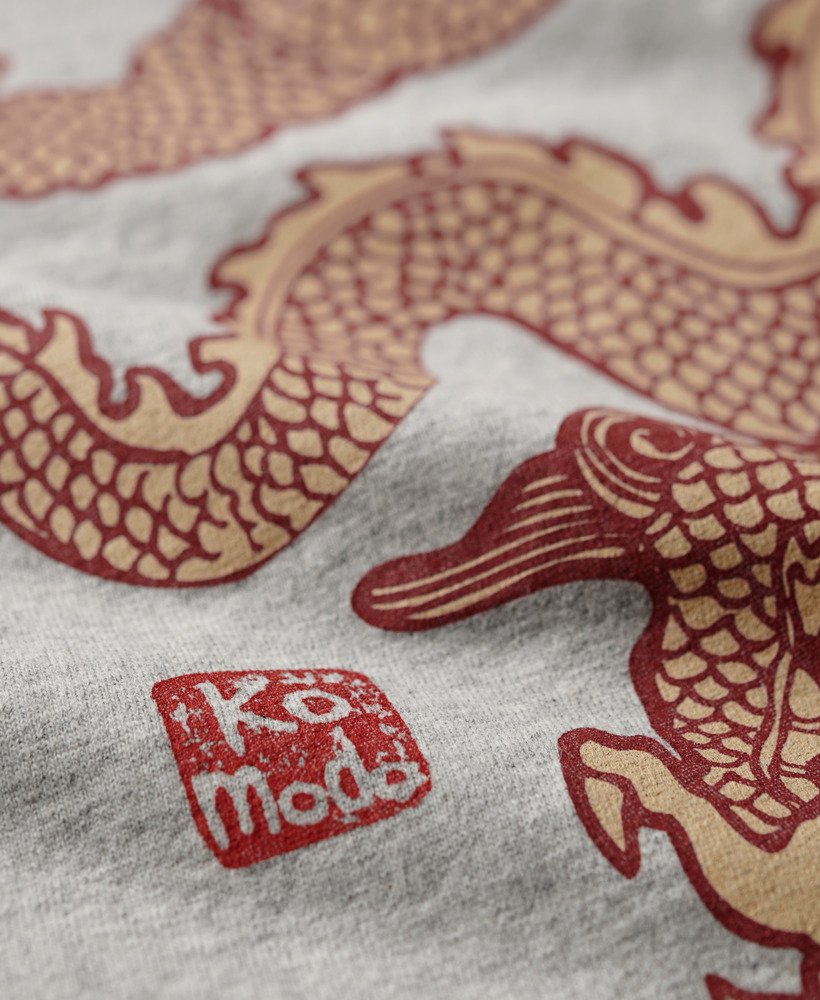superdry x komodo dragon slim t-shirt in pumice stone beige marl