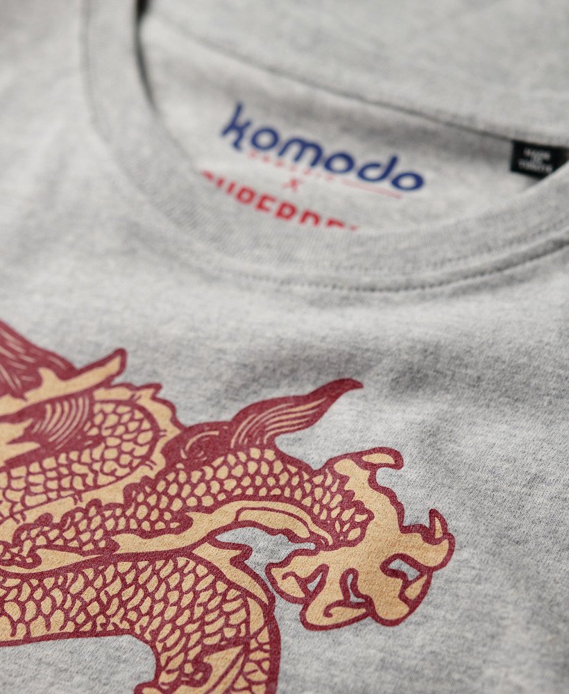 superdry x komodo dragon slim t-shirt in pumice stone beige marl