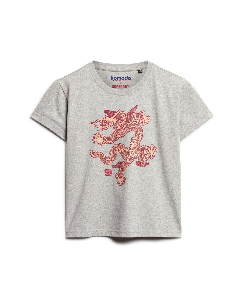 superdry x komodo dragon slim t-shirt in pumice stone beige marl