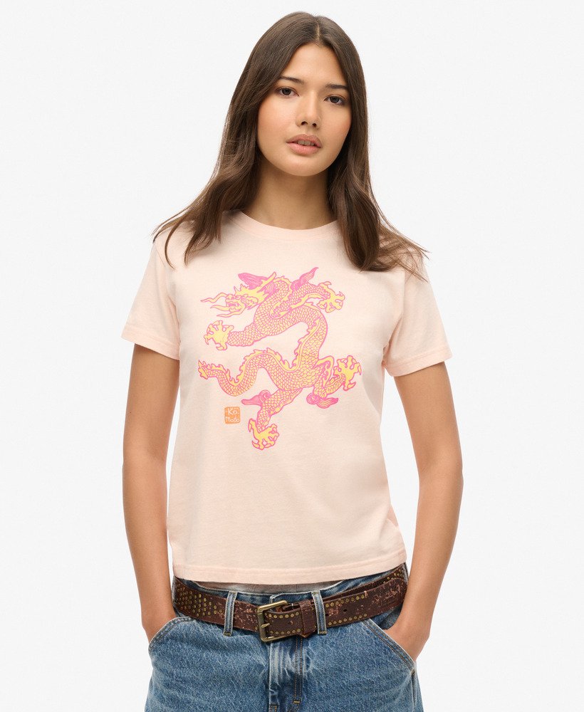 superdry x komodo dragon slim t-shirt in pink clay