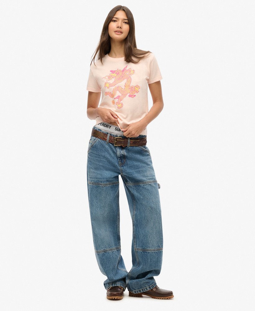 superdry x komodo dragon slim t-shirt in pink clay