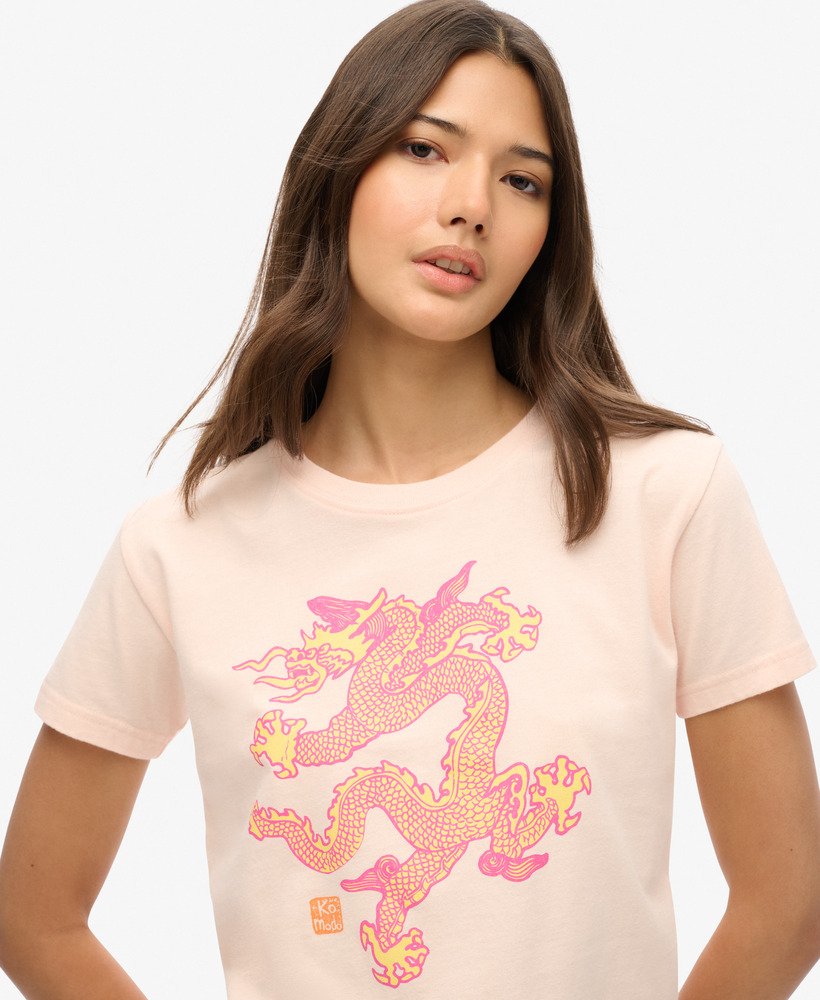 superdry x komodo dragon slim t-shirt in pink clay