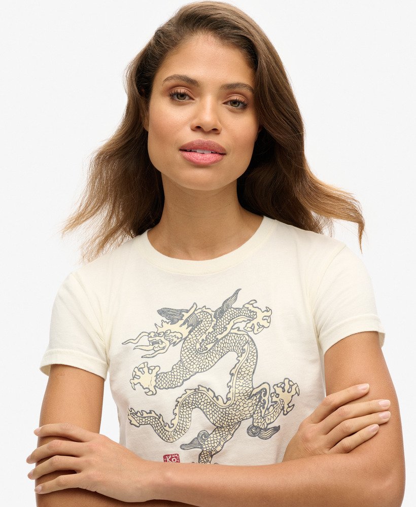 superdry x komodo dragon slim t-shirt in ecru