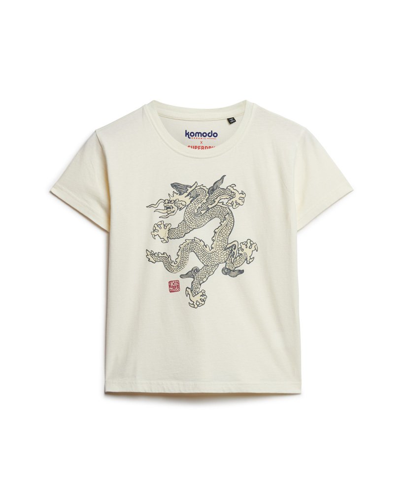 superdry x komodo dragon slim t-shirt in ecru