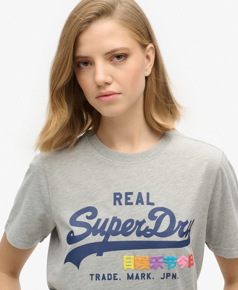 vintage logo pop entry t-shirt in grijs gemêleerd