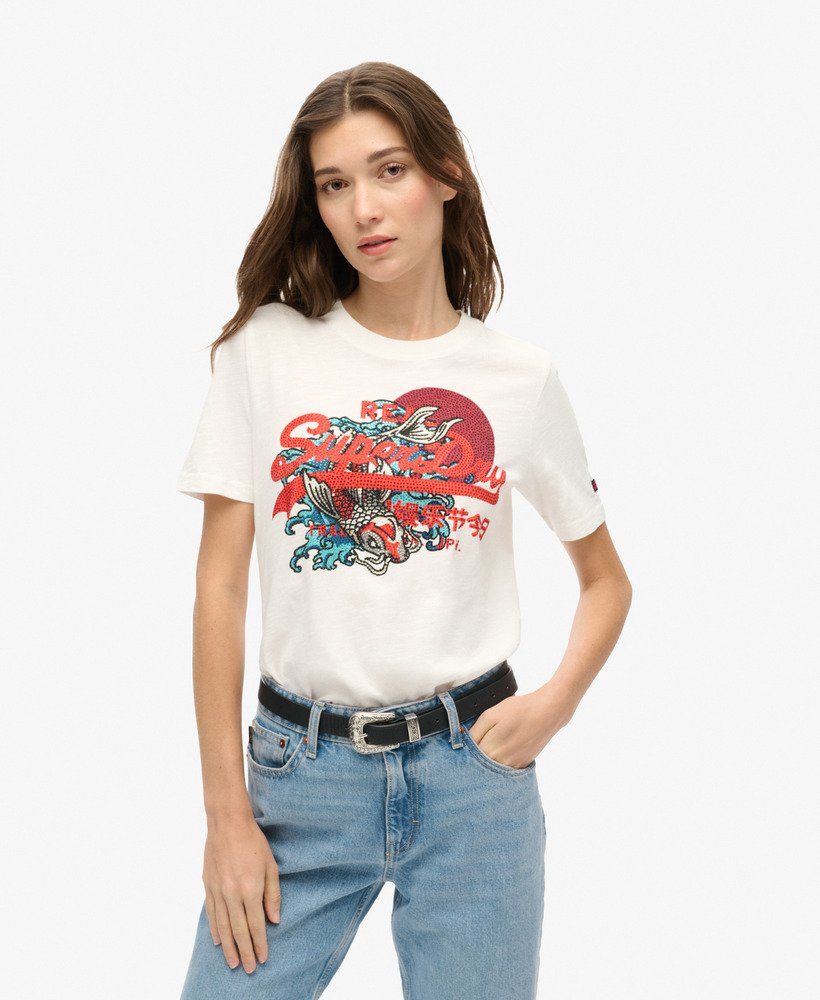 tokyo vintage logo graphic relaxed t-shirt in winter white