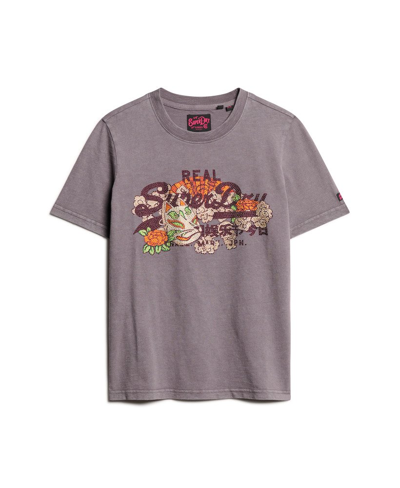 tokyo vintage logo graphic relaxed t-shirt in rock dark grey