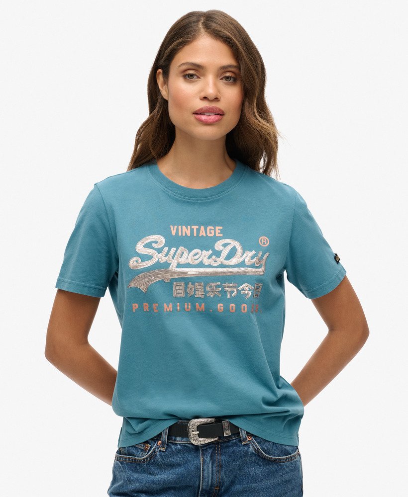 versierd vl graphic t-shirt in egeïsch blauw
