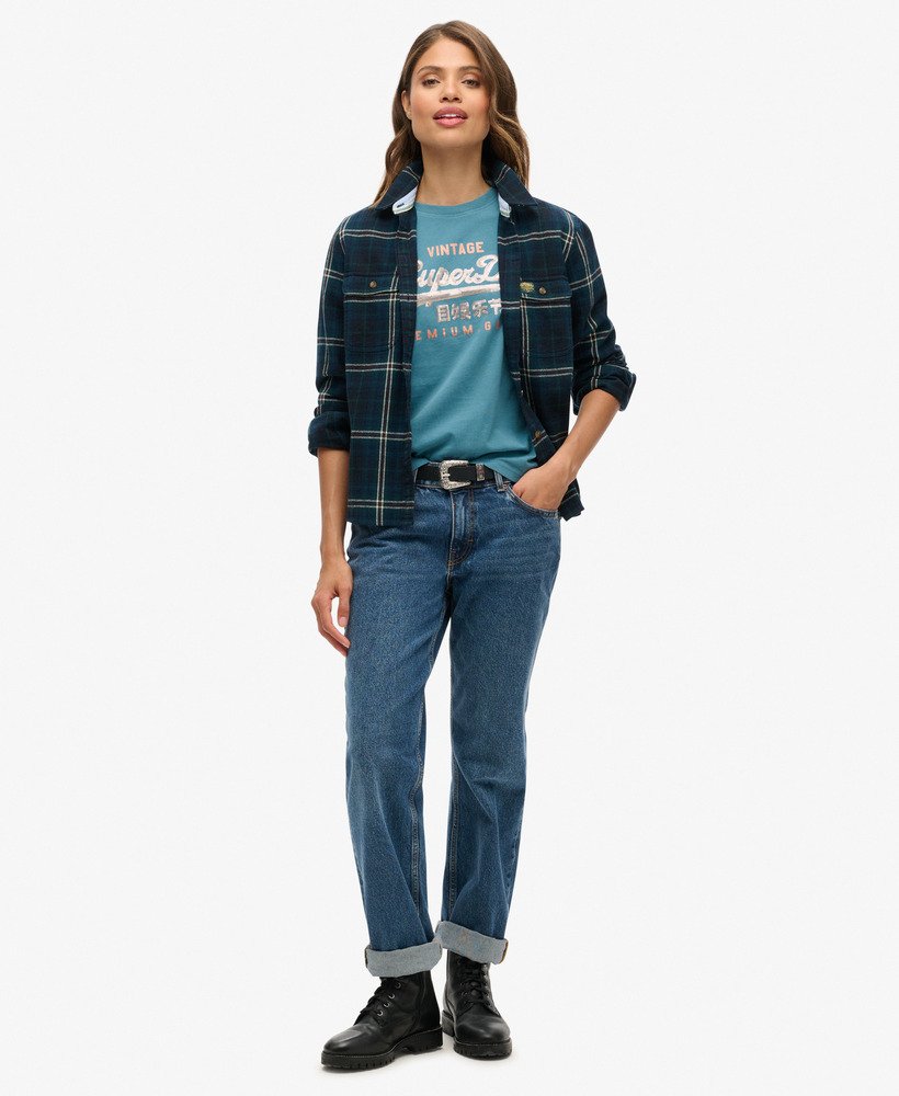 versierd vl graphic t-shirt in egeïsch blauw