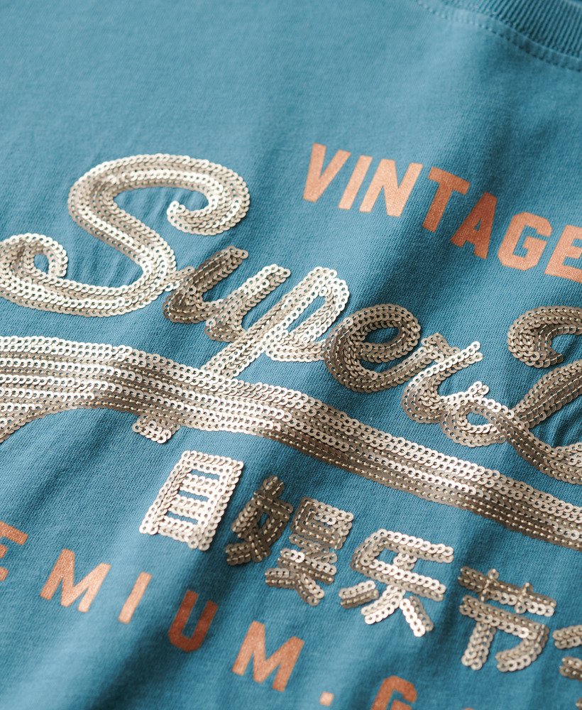 versierd vl graphic t-shirt in egeïsch blauw