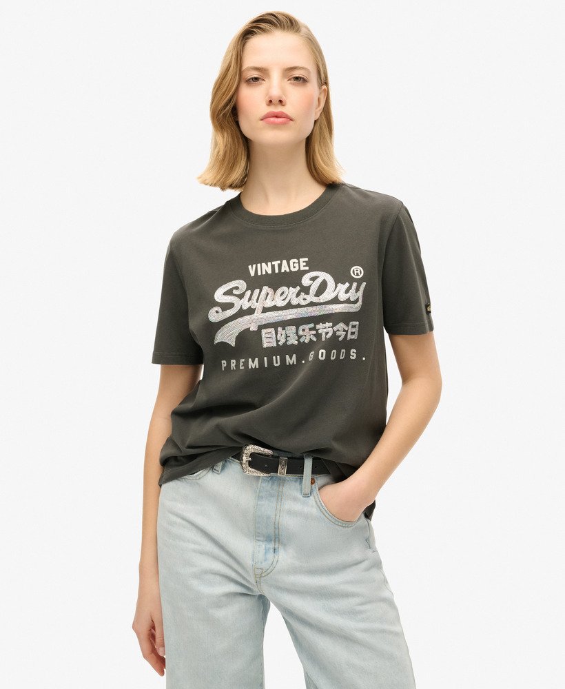versierd vl graphic t-shirt in gewassen zwart