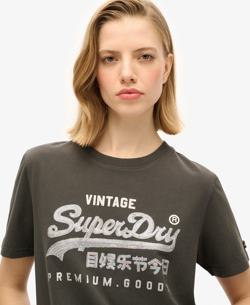 versierd vl graphic t-shirt in gewassen zwart