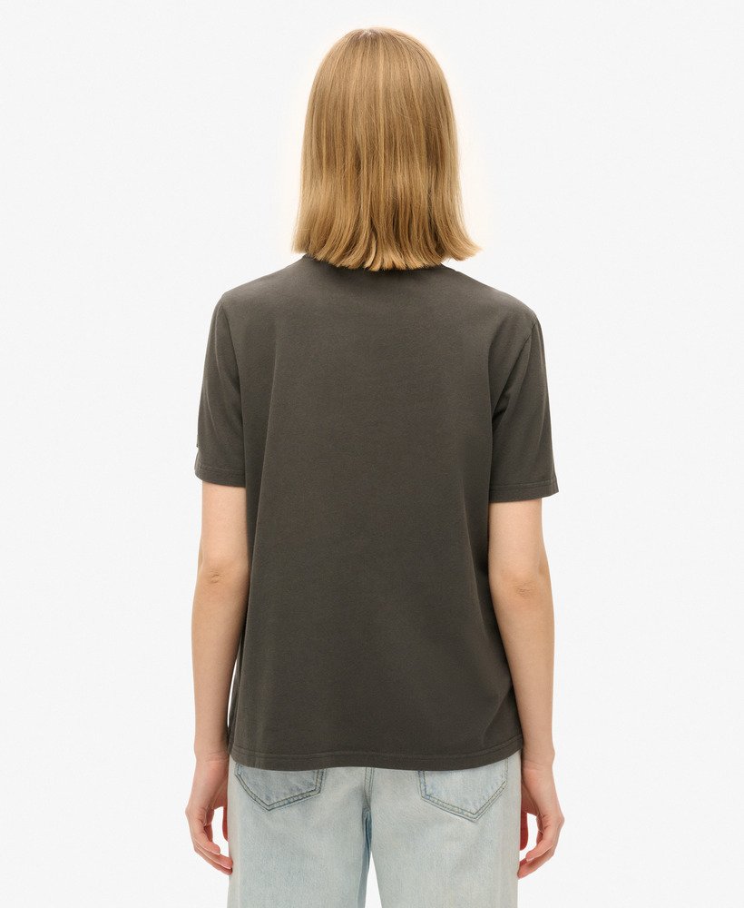 versierd vl graphic t-shirt in gewassen zwart