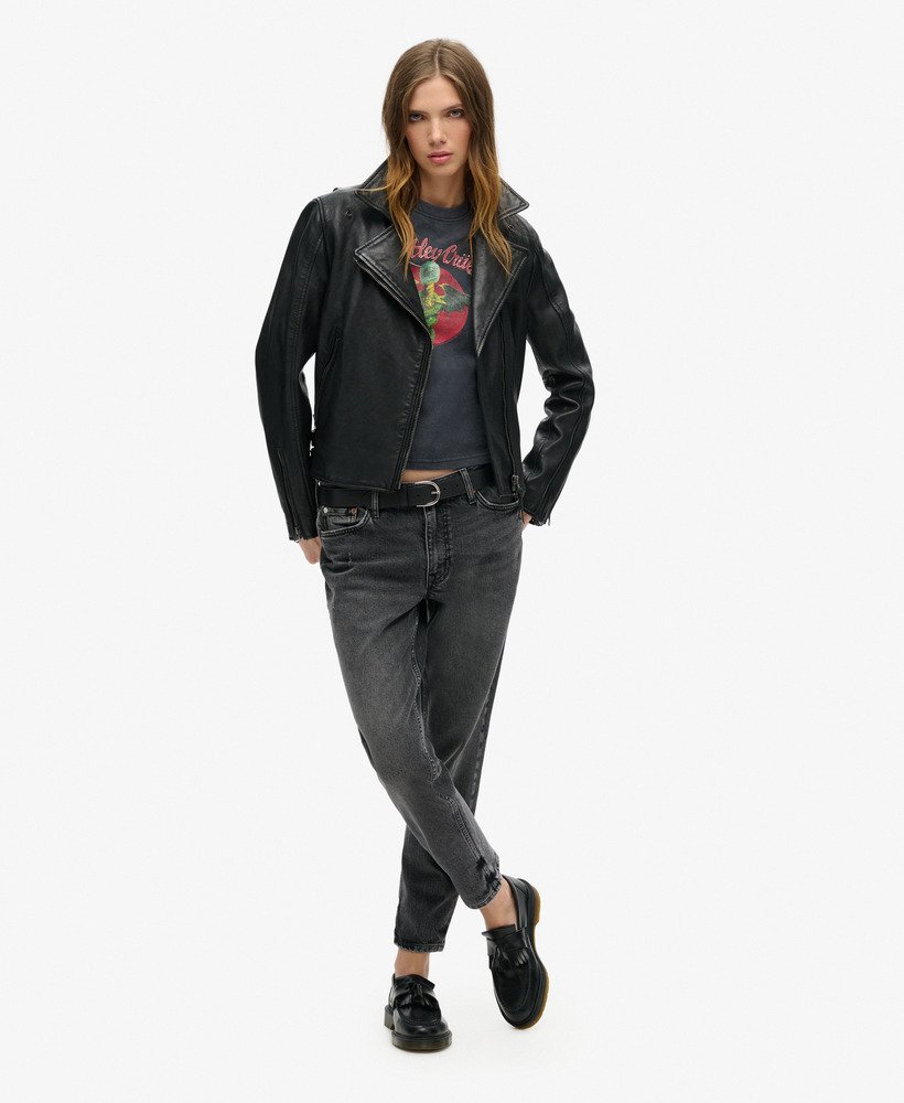 motley crue x superdry t-shirt met korte mouwen in mid backstage black