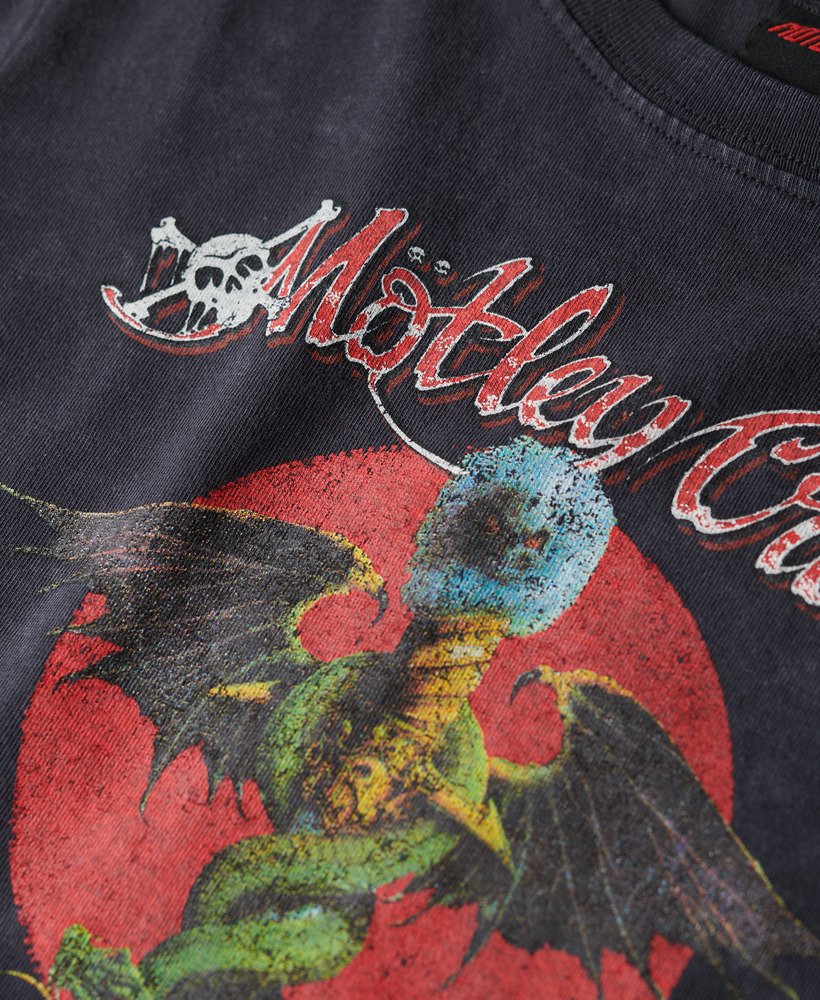 motley crue x superdry t-shirt met korte mouwen in mid backstage black