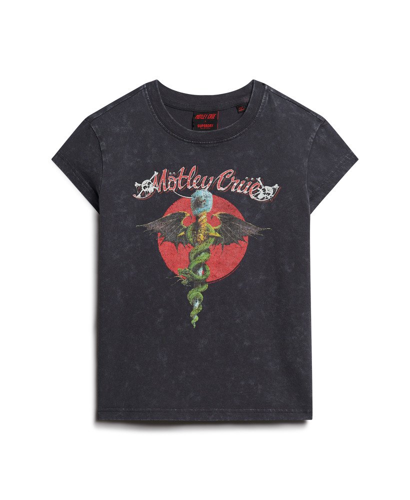 motley crue x superdry t-shirt met korte mouwen in mid backstage black