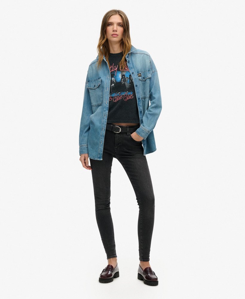 motley crue x superdry t-shirt met korte mouwen in midden-amp zwart