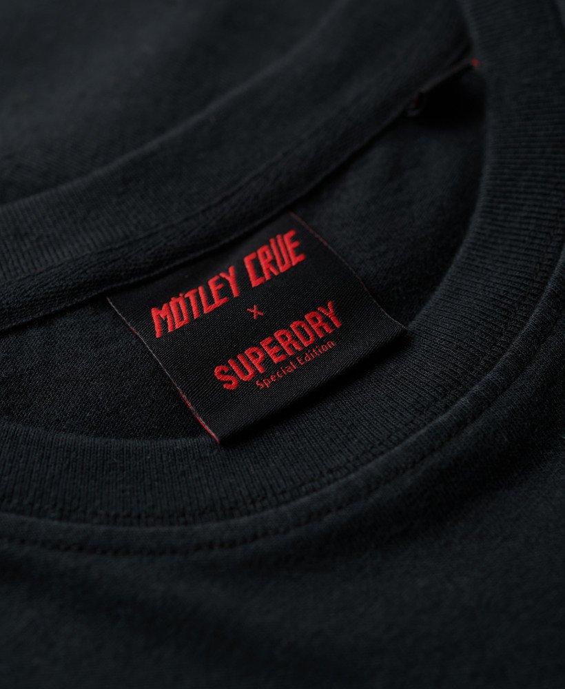 motley crue x superdry t-shirt met korte mouwen in midden-amp zwart