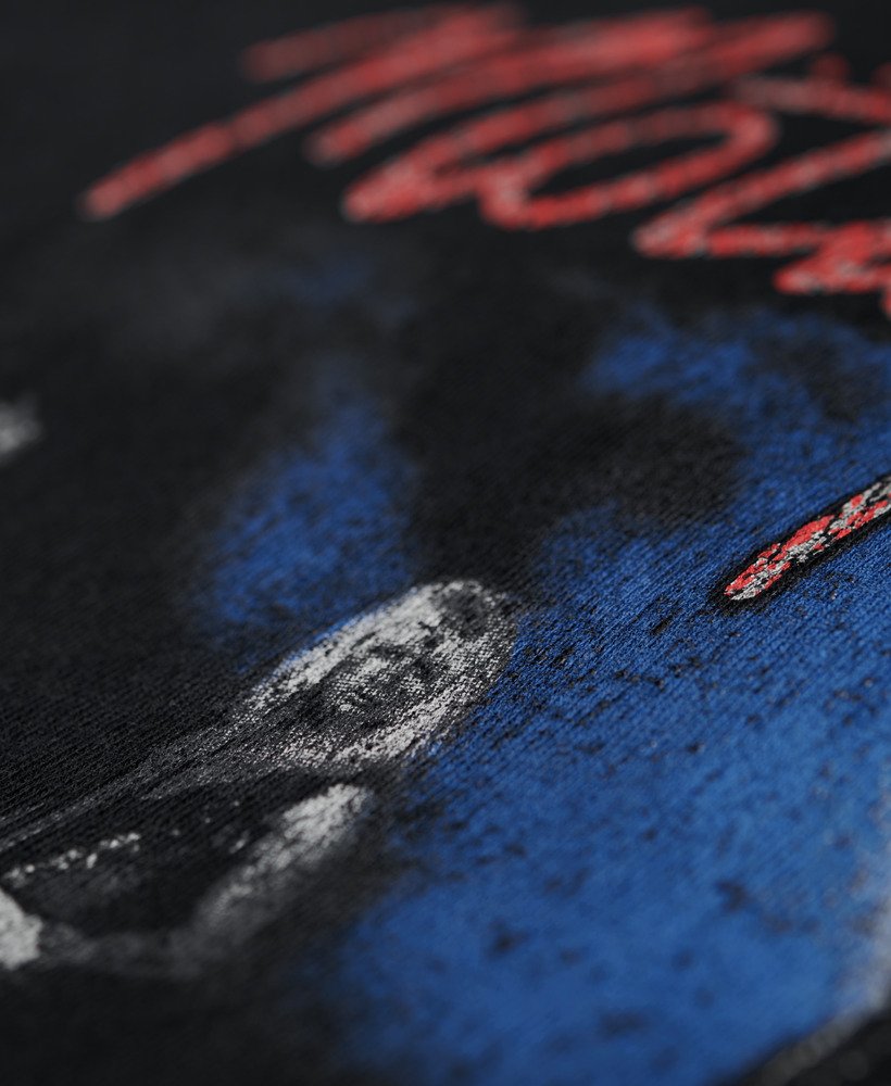 motley crue x superdry t-shirt met korte mouwen in midden-amp zwart