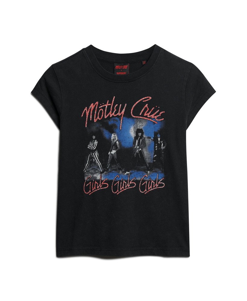 motley crue x superdry t-shirt met korte mouwen in midden-amp zwart