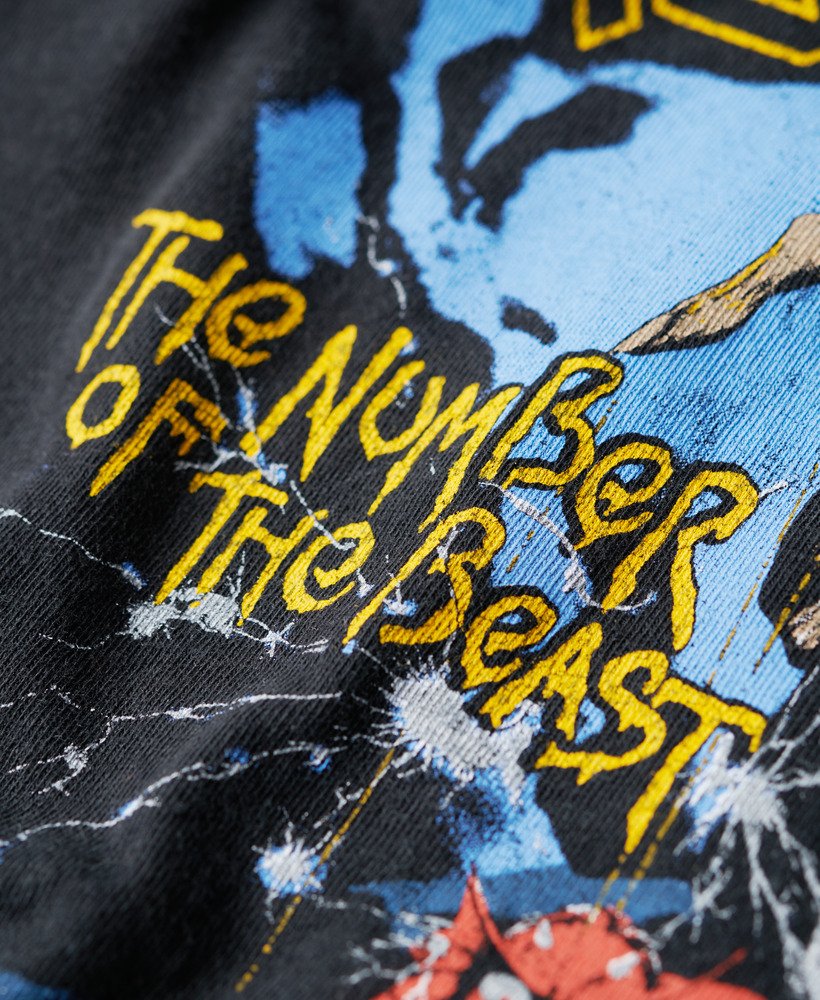 iron maiden x superdry t-shirt met korte mouwen in heavy metal zwart