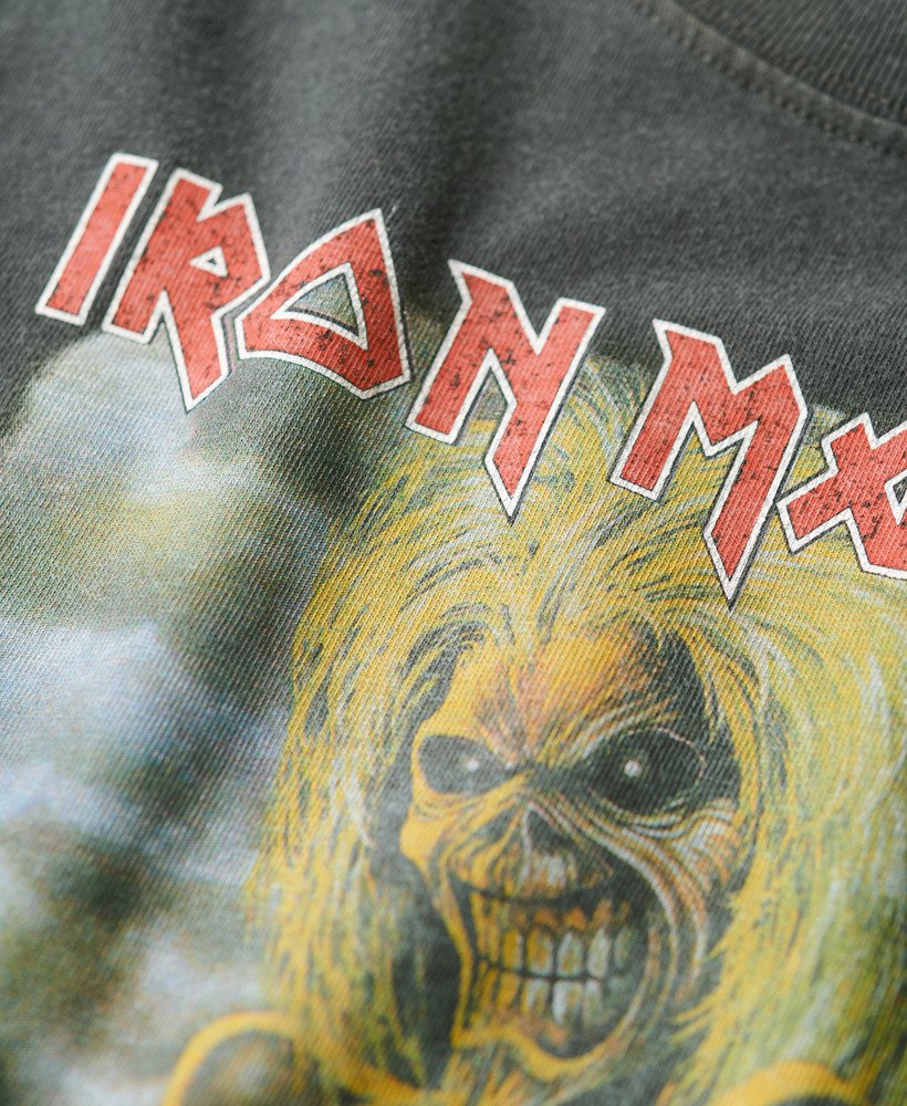 iron maiden x superdry t-shirt met korte mouwen in mid merch black