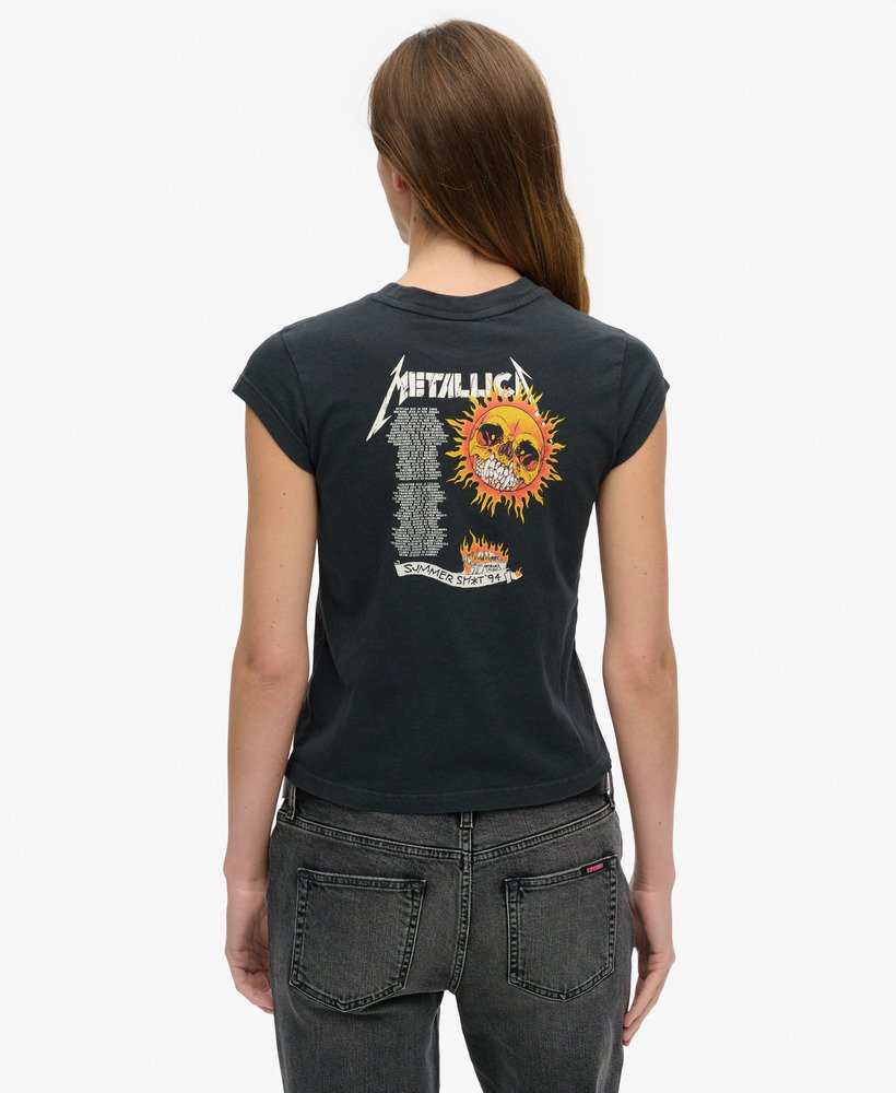 metallica x superdry t-shirt met korte mouwen in zwart met een middelhoge rug.