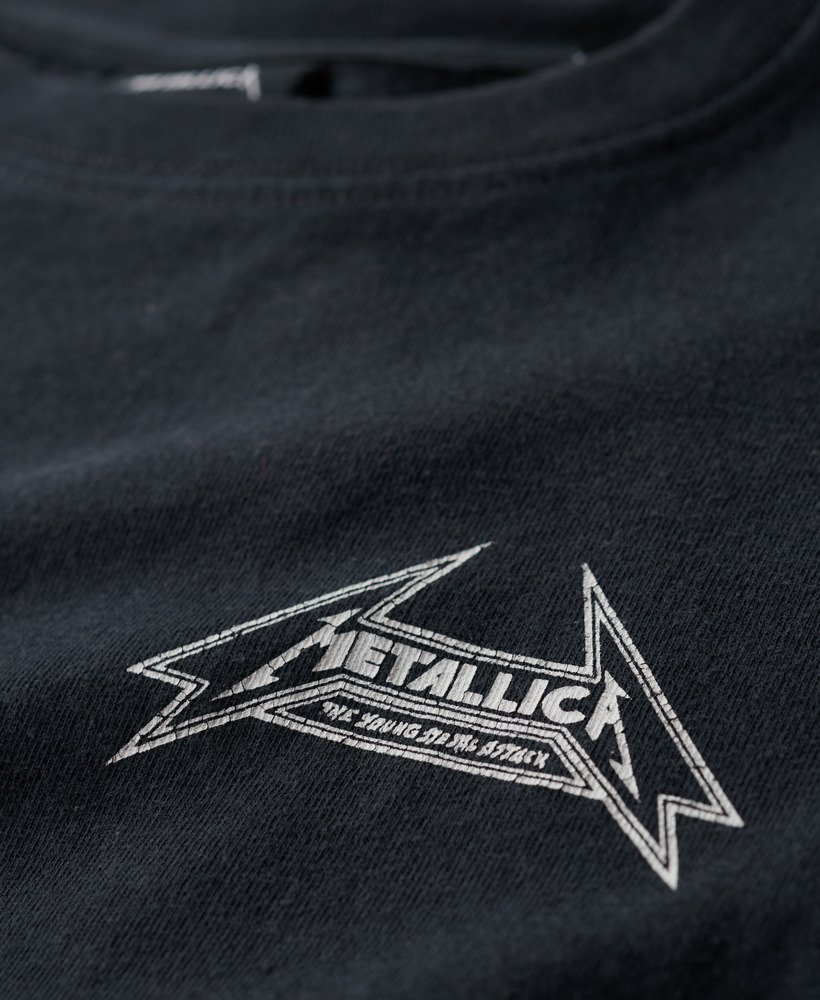 metallica x superdry t-shirt met korte mouwen in zwart met een middelhoge rug.
