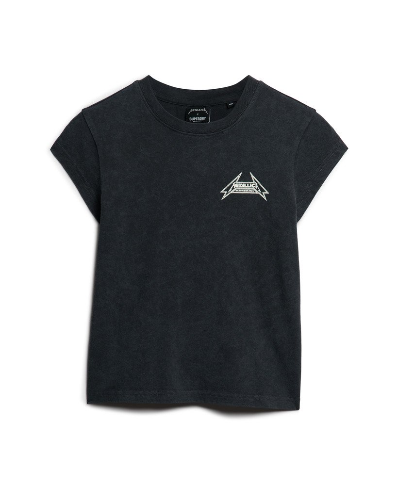 metallica x superdry t-shirt met korte mouwen in zwart met een middelhoge rug.