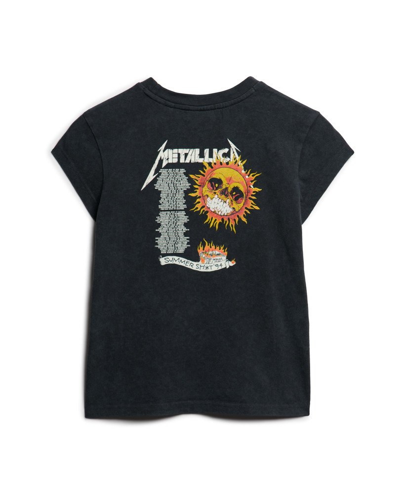 metallica x superdry t-shirt met korte mouwen in zwart met een middelhoge rug.
