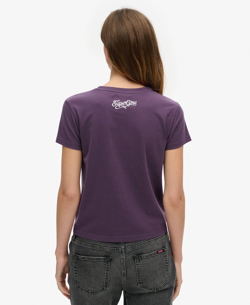 nauwsluitend t-shirt met kleine tattoo-strasssteentjes in roetpaars