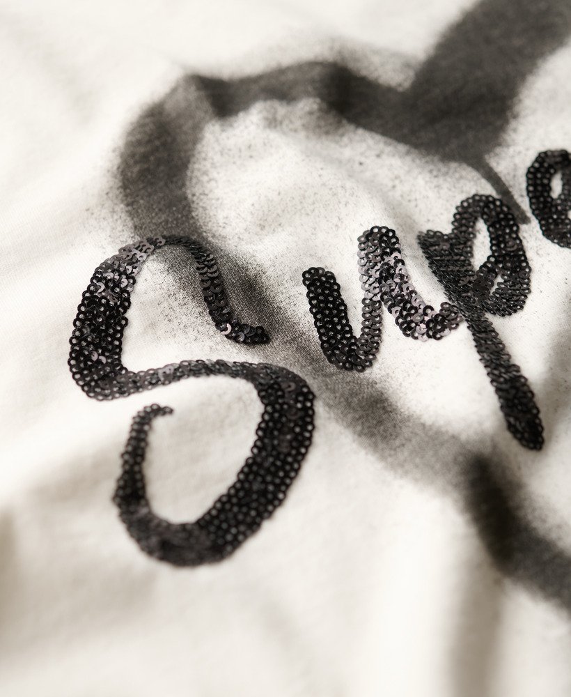 versierd punk t-shirt met korte mouwen in winterwit