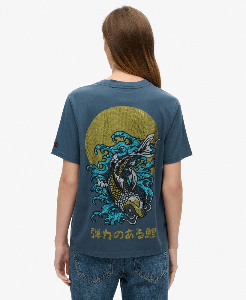 tokyo rhinestone relaxed t-shirt in ink