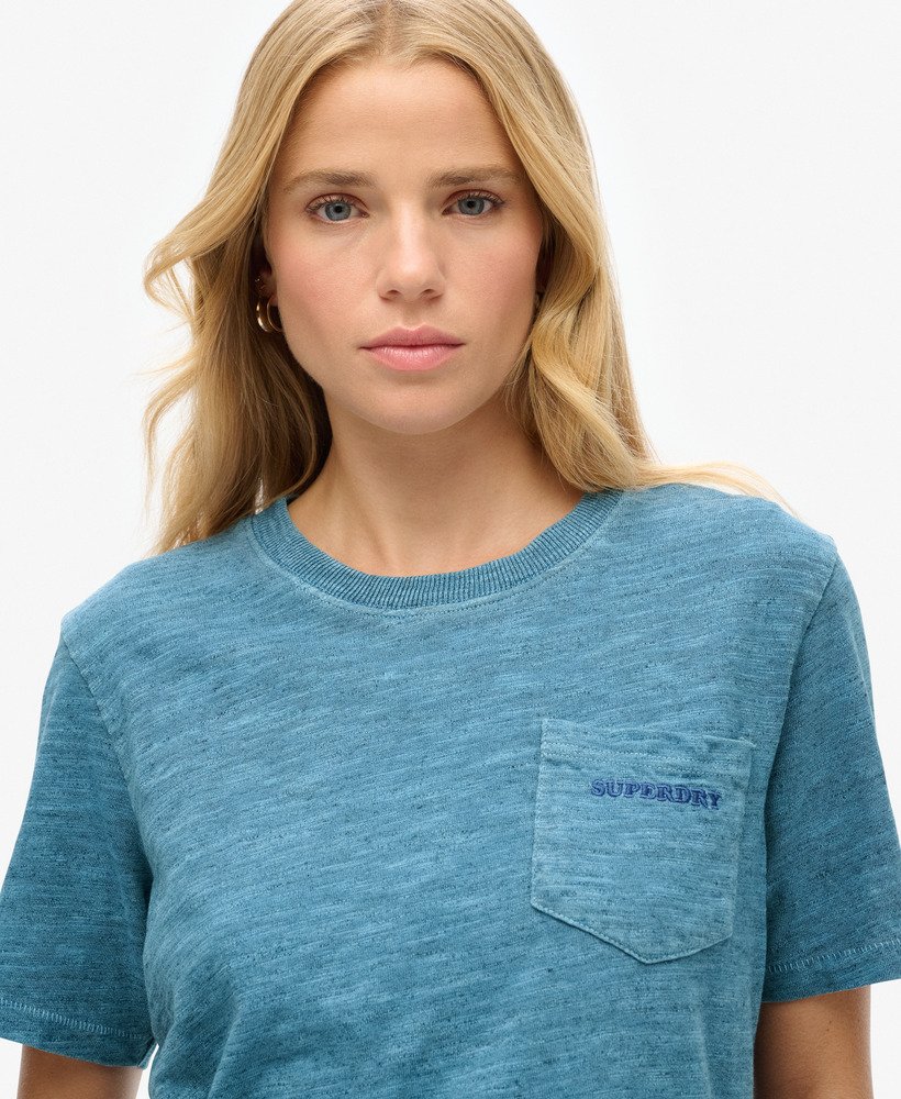 essential logo overdyed t-shirt in moonlight blue
