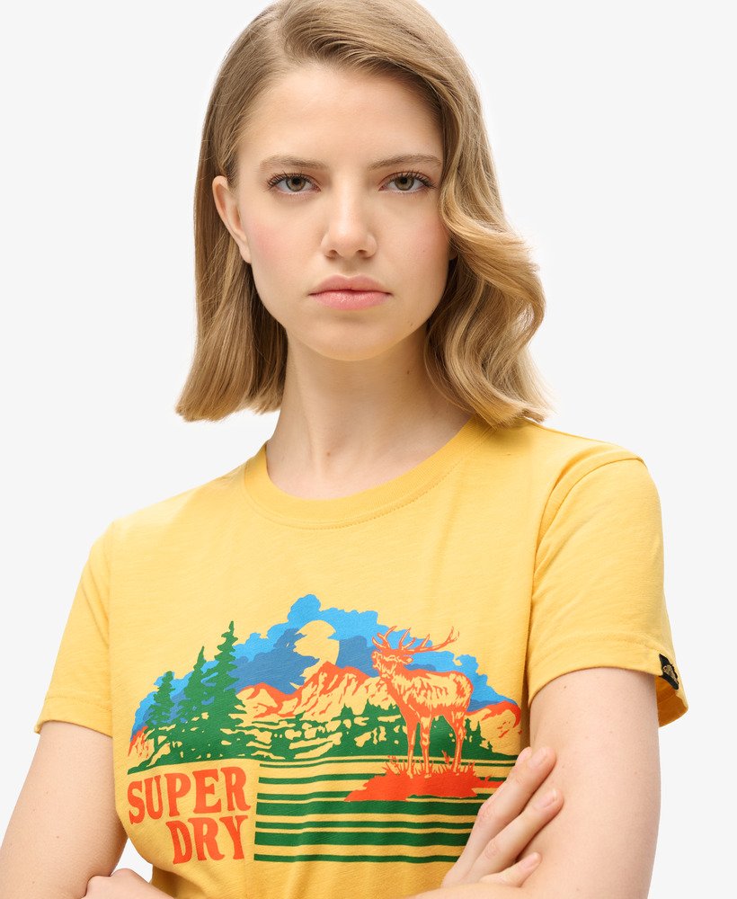 getailleerd t-shirt met strepen voor buiten in pigmentgeel